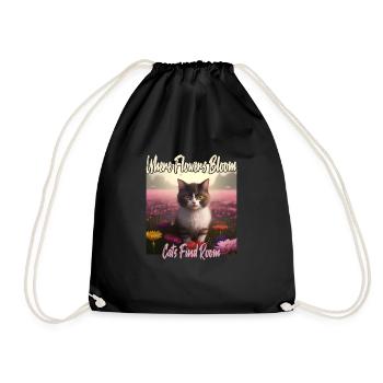 Chat dans la mer de fleurs - Sac de sport léger - noir - Devant