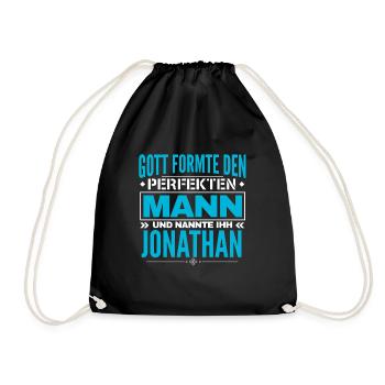 Jonathan Name Design - Turnbeutel - Schwarz - Vorne