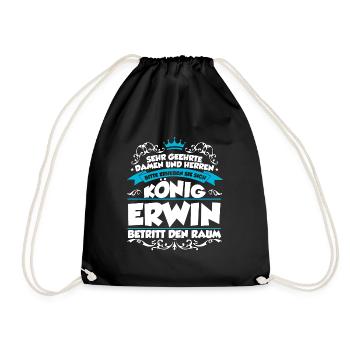 Erwin Name Design - Turnbeutel - Schwarz - Vorne