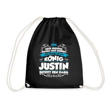 Justin Name Design - Turnbeutel - Schwarz - Vorne