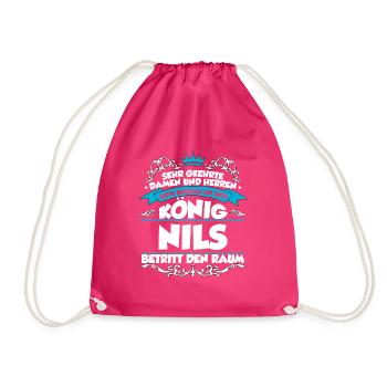 Nils Name Design - Turnbeutel - Fuchsia - Vorne