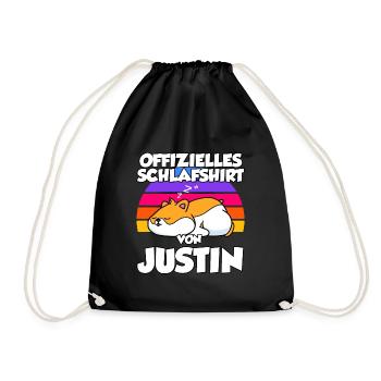 Offizielles Schlafshirt Von Justin - Turnbeutel - Schwarz - Vorne