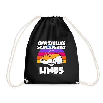 Offizielles Schlafshirt Von Linus - Turnbeutel - Schwarz - Vorne