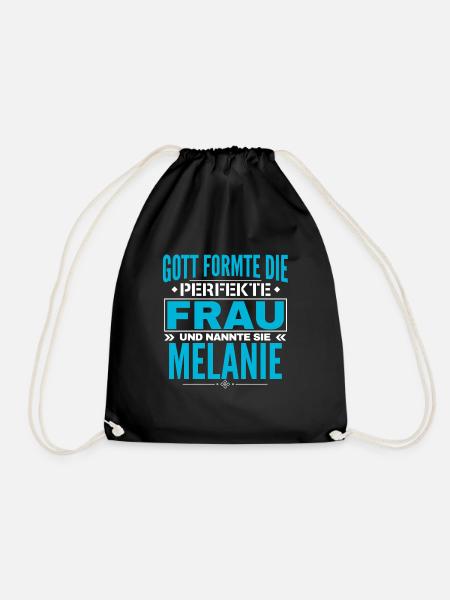 Melanie Name Design - Turnbeutel - Schwarz