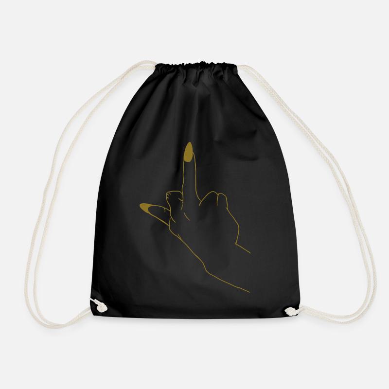 middle finger - Drawstring Bag - black