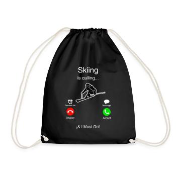 Ski is calling me and I must go - Drawstring Bag - black - Front