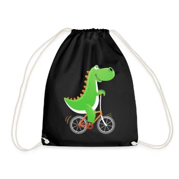 Crocodile with Bike Alligator Cyclist Bike - Drawstring Bag - black - Front