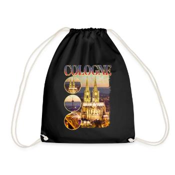 Cologne Cathedral Germany City Skyline Home Love - Drawstring Bag - black - Front