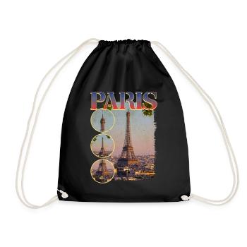 Paris France City Skyline Home Love - Drawstring Bag - black - Front