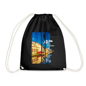 Florenz Italien Stadt Skyline Schrift Urlaub Liebe - Turnbeutel - Schwarz - Vorne