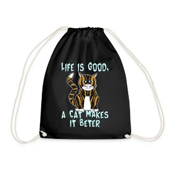 La vie est belle, un chat la rend meilleure. - Sac de sport léger - noir - Devant