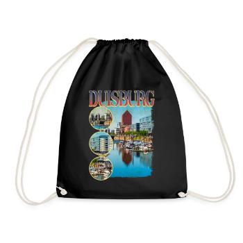 Duisburg Germany city skyline home love - Drawstring Bag - black - Front
