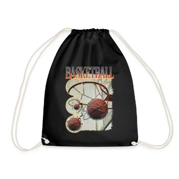 Basketball Basketballer Korb Dunking Sport Vintage - Turnbeutel - Schwarz - Vorne