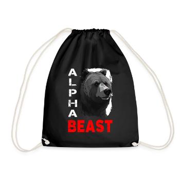 Alpha Animal Fierce Grizzly Bear - Anime Shirt - Drawstring Bag - black - Front