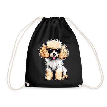Cute poodle with sunglasses - Drawstring Bag - black - Front