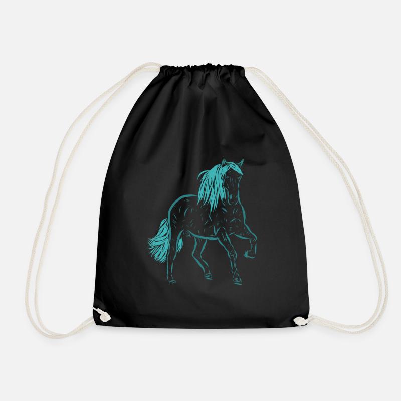 horse - Drawstring Bag - black