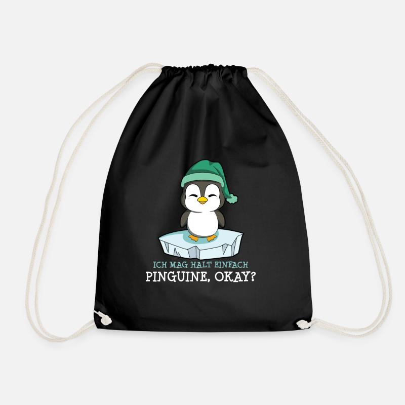 Ich mag halt einfach Pinguine okay? - Turnbeutel - Schwarz