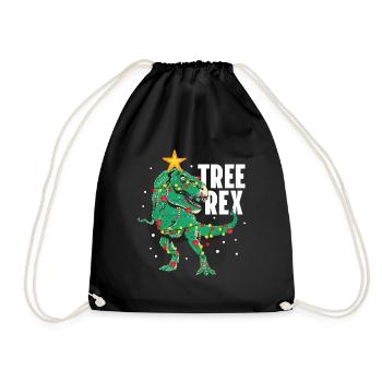 Tree Rex Funny T-Rex Lover Dinosaur Christmas Tree - Drawstring Bag - black - Front
