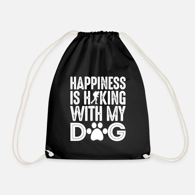 happiness is hiking with my dog Design - Turnbeutel - Schwarz
