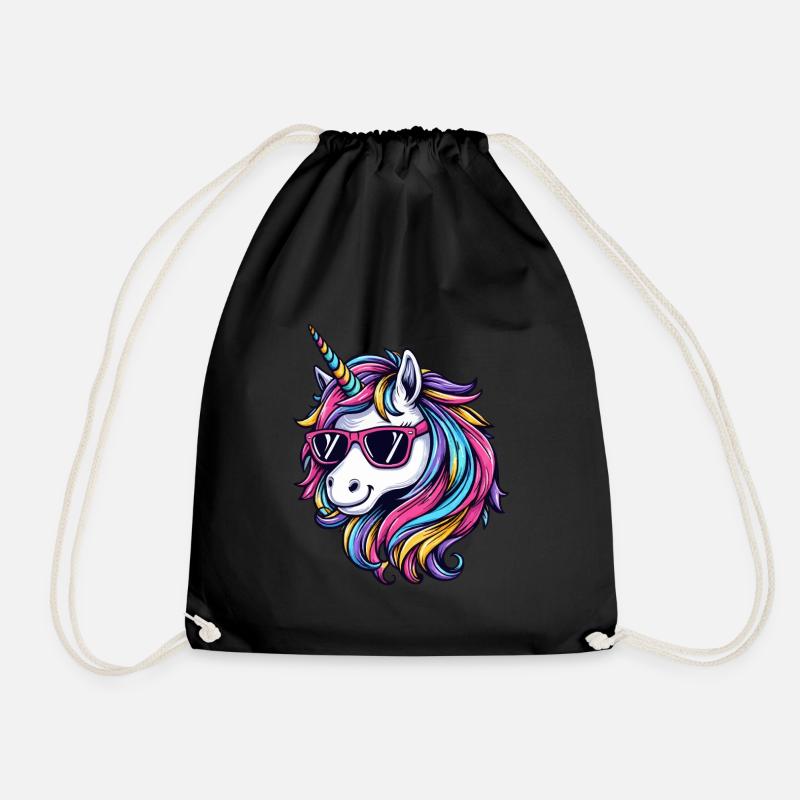 Cooles Einhorn mit Sonnenbrille - Turnbeutel - Schwarz