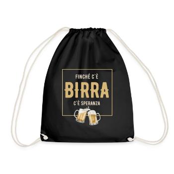 Finché c`è birra - solange es Bier gibt - Turnbeutel - Schwarz - Vorne