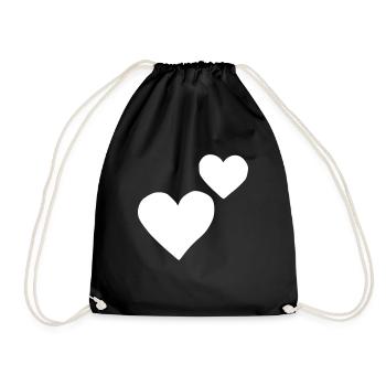 Emoji Hearts Sketch White - Drawstring Bag - black - Front