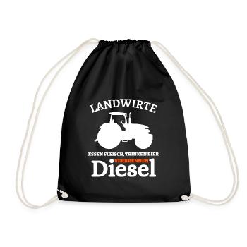 Landwirte- Essen Fleisch Trinken Bier ... - Turnbeutel - Schwarz - Vorne