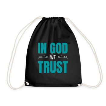 Dans god nous trust - Le poisson cadeau chrétien - Sac de sport léger - noir - Devant