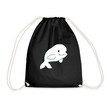 Beluga Whale White Whale Sea Fish Kids - Drawstring Bag - black - Front