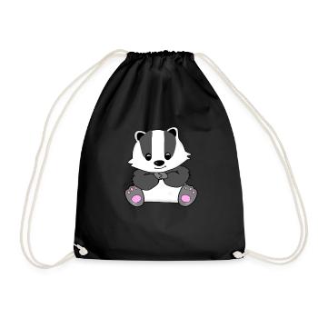 Badger Kids Forest Animal Gift Animal Welfare - Drawstring Bag - black - Front
