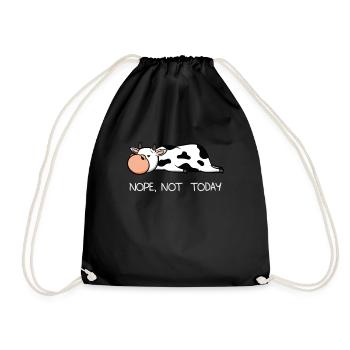 Funny Lazy Cow Calf Nope farmer milk gift - Drawstring Bag - black - Front