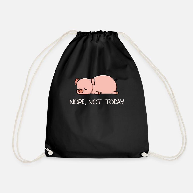Nope Today Faules Schwein Ferkel Bacon Geschenk - Turnbeutel - Schwarz