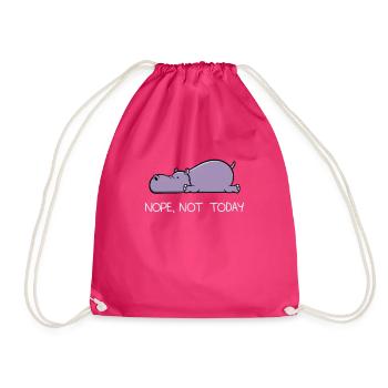 Funny lazy Hippo Nile Horse Nope gift - Drawstring Bag - fuchsia - Front
