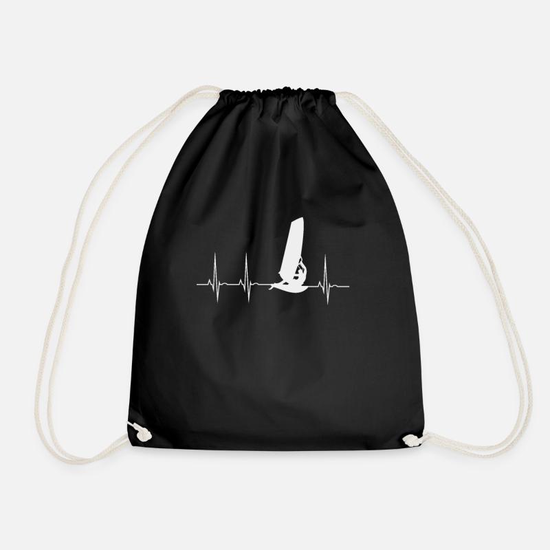 herzschlag surfer surfing surf surfboard geschenk - Turnbeutel - Schwarz