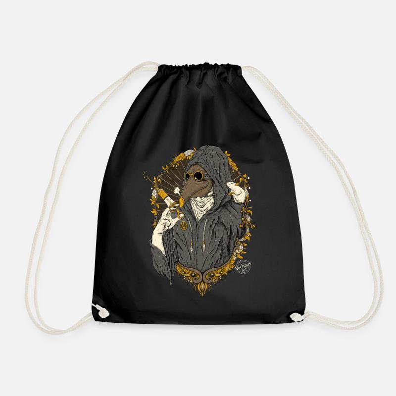 plague doctor - Drawstring Bag - black
