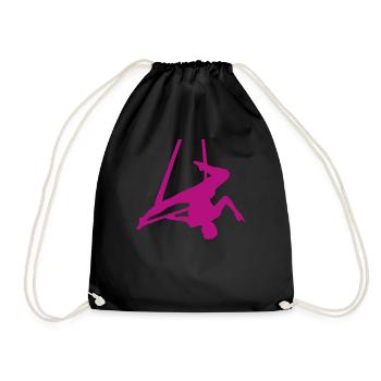 Aerial hammock silhouette - Drawstring Bag - black - Front