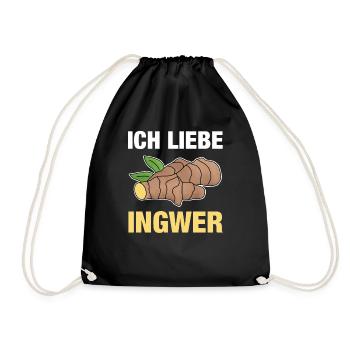 Ich liebe Ingwer Ginger Geschenk - Turnbeutel - Schwarz - Vorne
