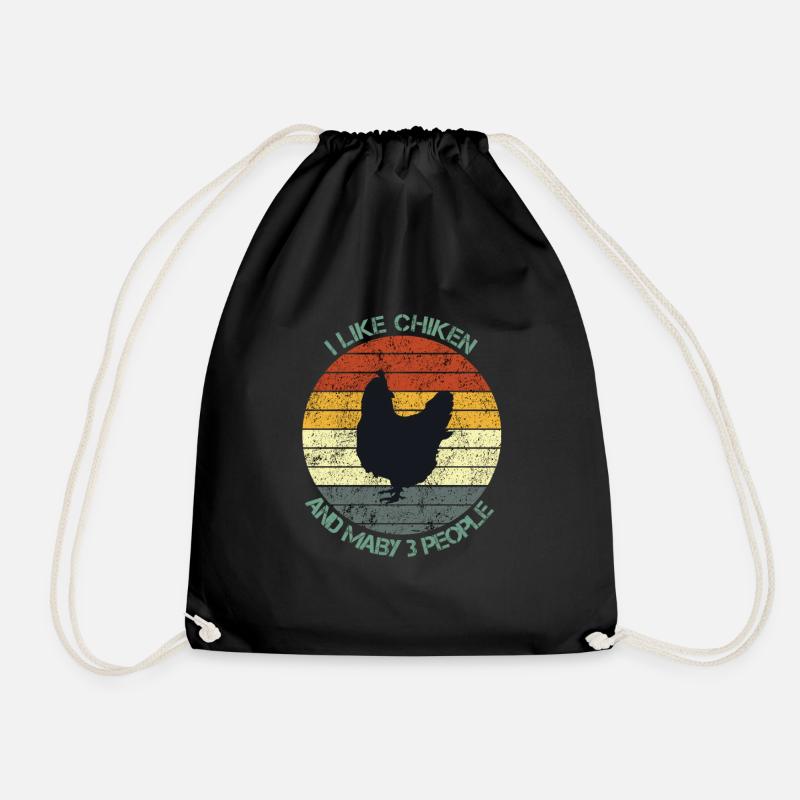 Huhn Hühnchen bunt retro - Ich mag Hühner - Turnbeutel - Schwarz