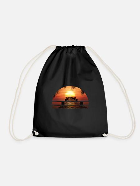 Sonnenuntergang Meer Reise Auswandern T-Shirt - Turnbeutel - Schwarz