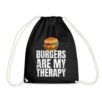 Burgers Are My Therapy Foodie Fast Food - Turnbeutel - Schwarz - Vorne