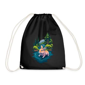 Beautiful illustration of a rabbit - Drawstring Bag - black - Front