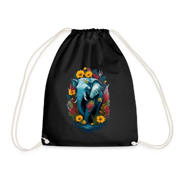 Niedlicher Elefant - Turnbeutel - Schwarz - Vorne