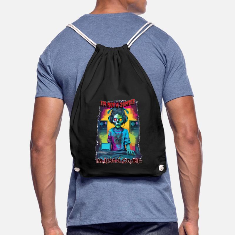 zombie coder Drawstring Bag