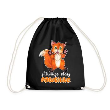 Always stay positive - niedlicher Fuchs - Wortwitz - Turnbeutel - Schwarz - Vorne