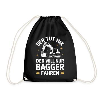 Excavator Driver Construction Worker Construction Site Construction Machine - Drawstring Bag - black - Front