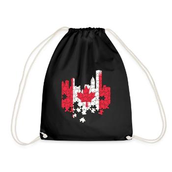 Canada Flag Puzzle Canada Maple Leaf Maple Leaf - Drawstring Bag - black - Front