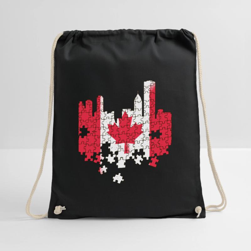 Canada Flag Puzzle Canada Maple Leaf Maple Leaf Drawstring Bag