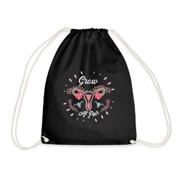 Feminism Grow A Pair Women's Rights Uterus - Drawstring Bag - black - Front