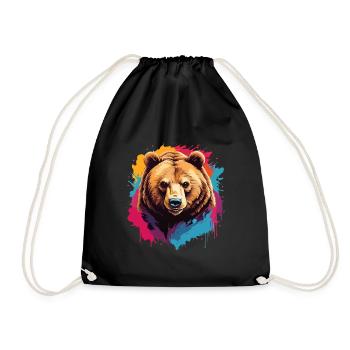 Grizzly ours Kodiak ours Portrait sur des taches de peinture - Sac de sport léger - noir - Devant