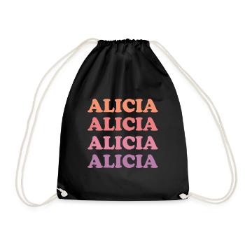 Name Alicia - Turnbeutel - Schwarz - Vorne